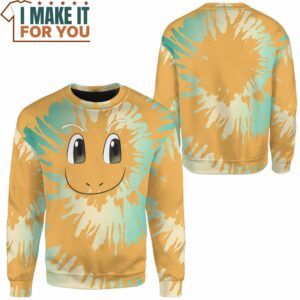 Tie Dye Pokemon Dragonite Face Custom Name Sweatshirt Perfect Present for Pokemon Fans 2
