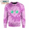 Tie Dye Pokemon Jigglypuff Face Custom Name Sweatshirt, Perfect Present for Pokemon Fans