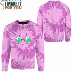 Tie Dye Pokemon Jigglypuff Face Custom Name Sweatshirt Perfect Present for Pokemon Fans 2