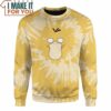 Tie Dye Pokemon Psyduck Face Custom Name Sweatshirt, Perfect Present for Pokemon Fans