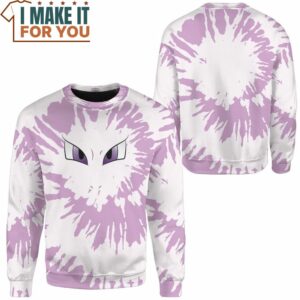 Tie Dye Pokemon Mewtwo Face Custom Name Sweatshirt Perfect Present for Pokemon Fans 2