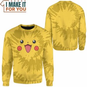 Tie Dye Pokemon Pikachu Face Custom Name Sweatshirt Perfect Present for Pokemon Fans 2
