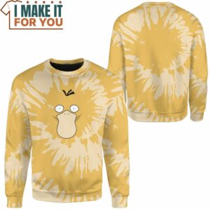 Tie Dye Pokemon Psyduck Face Custom Name Sweatshirt Perfect Present for Pokemon Fans 2