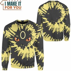 Tie Dye Pokemon Umbreon Face Custom Name Sweatshirt Perfect Present for Pokemon Fans 2