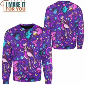 Pokemon Psychic Type and Mewtwo 3D Sweatshirt Cool Pokemon Gifts for Fans 2
