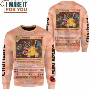 Pokemon Charizard Card Custom Name Sweatshirt Amazing Presents for Pokemon Fans of All Ages 2