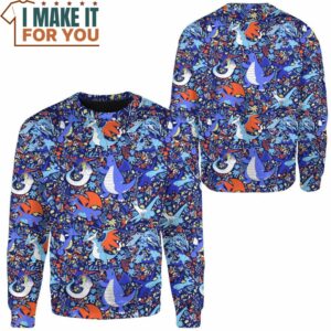 Pokemon Dragon Seamless Pattern Christmas Sweatshirt Cool Pokemon Gifts 2