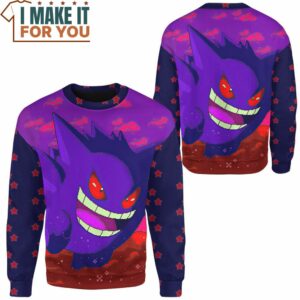 Pokemon Gengar Ghost Pixel 3D Sweatshirt Unique Pokemon Gifts 2
