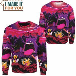 Pokemon Gengar Ghost Pixel Christmas Sweatshirt Awesome Pokemon Gifts 2