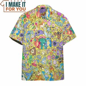 Pokemon All Kind Hawaiian Button Shirt, Unique Pokemon Gifts 3