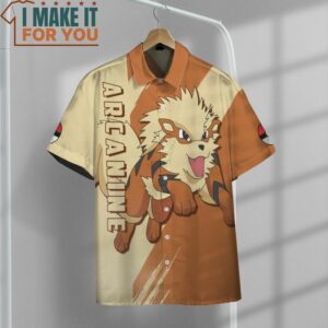 Pokemon Arcanine Hawaiian Button Shirt Perfect Present for Pokemon Fans 2