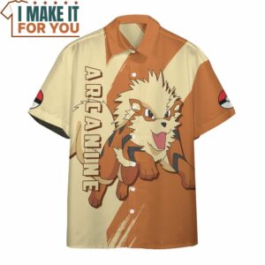 Pokemon Arcanine Hawaiian Button Shirt Perfect Present for Pokemon Fans 3