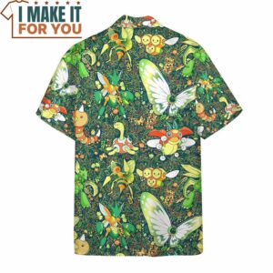 Pokemon Bug Seamless Pattern Hawaiian Button Shirt Top Pokemon Gifts for Adults 3