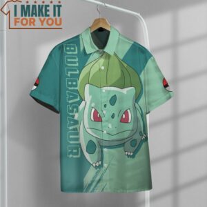 Pokemon Bulbasaur Hawaiian Button Shirt Top Pokemon Gifts for Adults 2