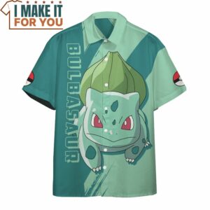 Pokemon Bulbasaur Hawaiian Button Shirt Top Pokemon Gifts for Adults 3