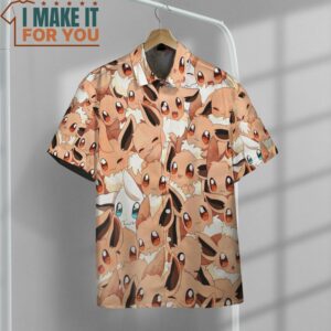 Pokemon Cute Eevee Hawaiian Button Shirt Amazing Presents for Pokemon Fans of All Ages 2