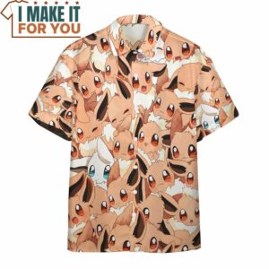 Pokemon Cute Eevee Hawaiian Button Shirt Amazing Presents for Pokemon Fans of All Ages 3