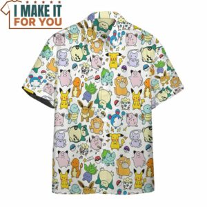 Pokemon Cute Poke Seamless Pattern Hawaiian Button Shirt Top Pokemon Gifts for Adults 3