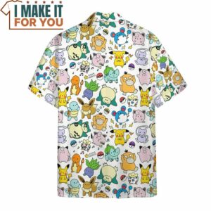 Pokemon Cute Poke Seamless Pattern Hawaiian Button Shirt Top Pokemon Gifts for Adults 4