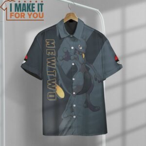 Pokemon Dark Mewtwo Hawaiian Button Shirt Top Pokemon Gifts for Adults 2