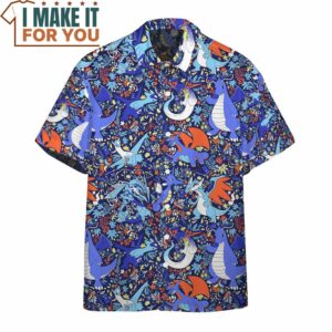 Pokemon Dragon Seamless Pattern Hawaiian Button Shirt Gifts for Pokemon Lovers 2
