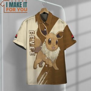 Pokemon Eevee Hawaiian Button Shirt Gifts for Pokemon Lovers 2