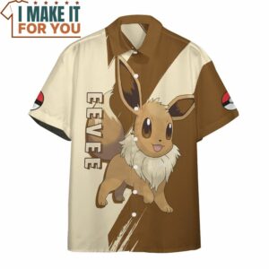 Pokemon Eevee Hawaiian Button Shirt Gifts for Pokemon Lovers 3