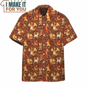 Pokemon Fire Seamless Pattern Hawaiian Button Shirt Unique Pokemon Gifts 2