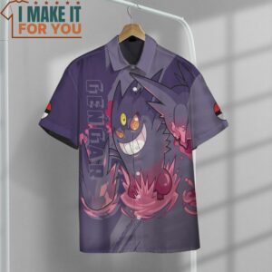 Pokemon Gengar Hawaiian Button Shirt Unique Pokemon Gifts 2
