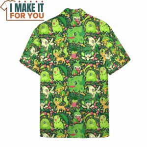 Pokemon Grass Seamless Pattern Hawaiian Button Shirt Unique Pokemon Gifts 3