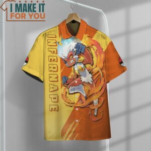 Pokemon Infernape Hawaiian Button Shirt Perfect Present for Pokemon Fans 2