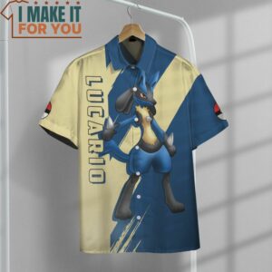Pokemon Lucario Hawaiian Button Shirt Exciting Pokemon Gift Ideas 2