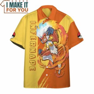 Pokemon Infernape Hawaiian Button Shirt Perfect Present for Pokemon Fans 3