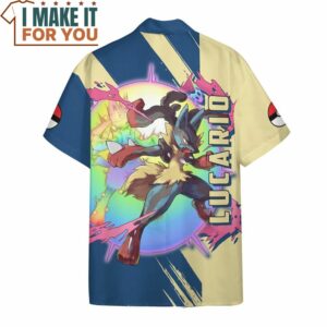 Pokemon Lucario Hawaiian Button Shirt Exciting Pokemon Gift Ideas 4