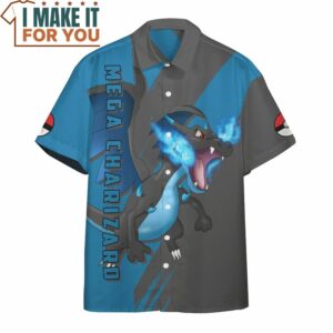 Pokemon Mega Charizard Hawaiian Button Shirt Exciting Pokemon Gift Ideas 3