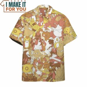 Pokemon Pattern Hawaiian Button Up Shirt Top Pokemon Gifts for Adults 3