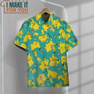 Pokemon Pikachu Hawaiian Button Shirt Stylish Pokemon Shirts for Men 2