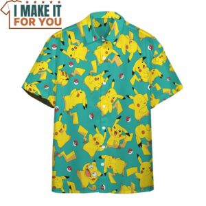 Pokemon Pikachu Hawaiian Button Shirt Stylish Pokemon Shirts for Men 3