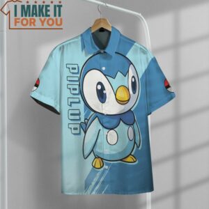 Pokemon Piplup Hawaiian Button Shirt Adorable Pokemon Shirts 2