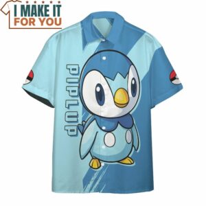 Pokemon Piplup Hawaiian Button Shirt Adorable Pokemon Shirts 3