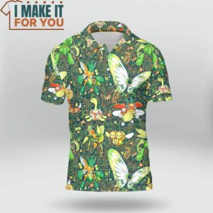Pokemon Bug Seamless Pattern Polo Shirt Unique Pokemon Gifts for Fans 2