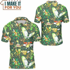 Pokemon Bug Seamless Pattern Polo Shirt Unique Pokemon Gifts for Fans 3