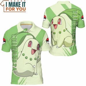 Pokemon Chikorita Polo Shirt Unique Pokemon Gifts for Fans 3