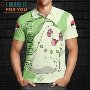 Pokemon Chikorita Polo Shirt Unique Pokemon Gifts for Fans 4
