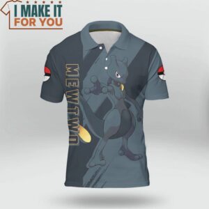 Pokemon Dark Mewtwo Polo Shirt Unique Pokemon Gifts for Fans 2