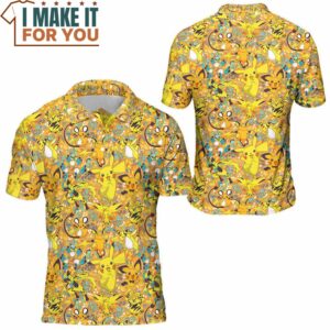 Pokemon Electric Seamless Pattern Polo Shirt Perfect Present for Pokemon Fans 3