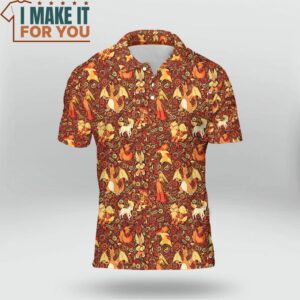 Pokemon Fire Seamless Pattern Polo Shirt Perfect Present for Pokemon Fans 3