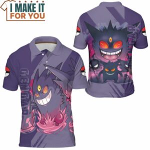 Pokemon Gengar Polo Shirt Perfect Present for Pokemon Fans 3