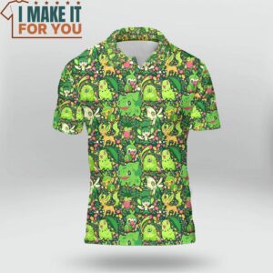 Pokemon Grass Seamless Pattern Polo Shirt Exciting Pokemon Gift Ideas 2
