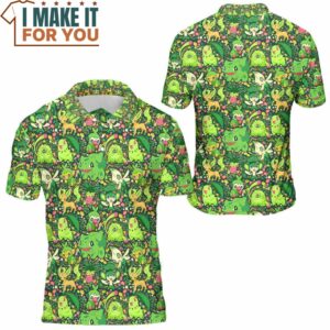 Pokemon Grass Seamless Pattern Polo Shirt Exciting Pokemon Gift Ideas 3